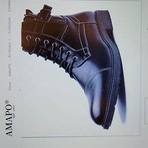 Amapo men's Black oxford boot mid top ankle motorcycle laceup side zip 12 …New